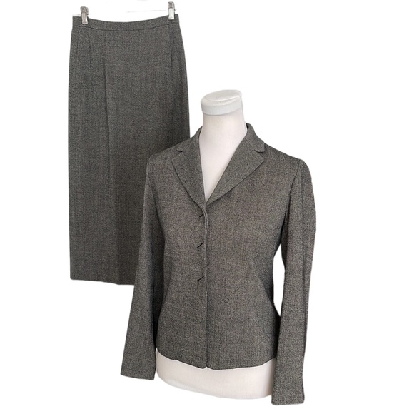 NWT Emanuel Ungaro tweed herringbone midi skirt set